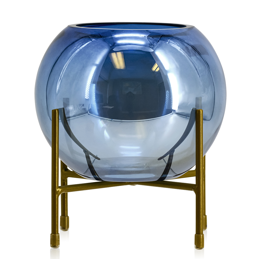 D6"H7.5" - GLASS BUBBLE BOWL W/ STAND