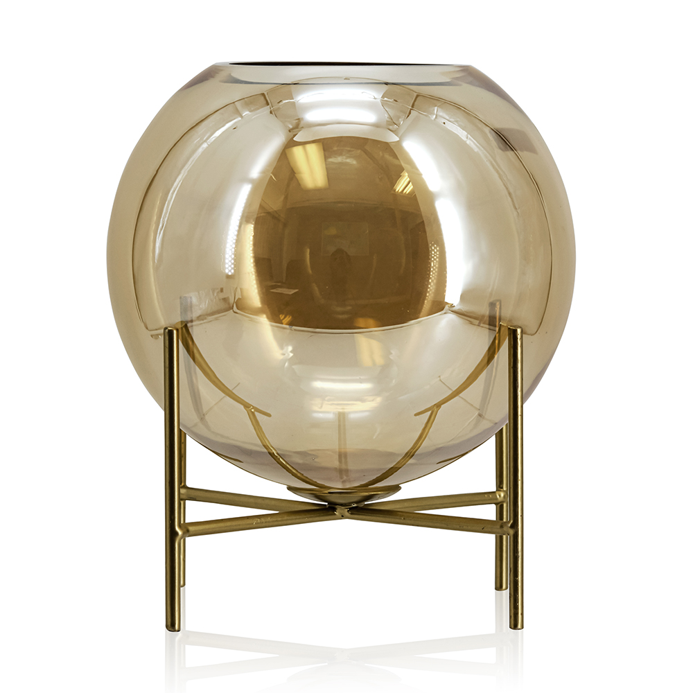 D8"H9.5" - GLASS BUBBLE BOWL W/ STAND