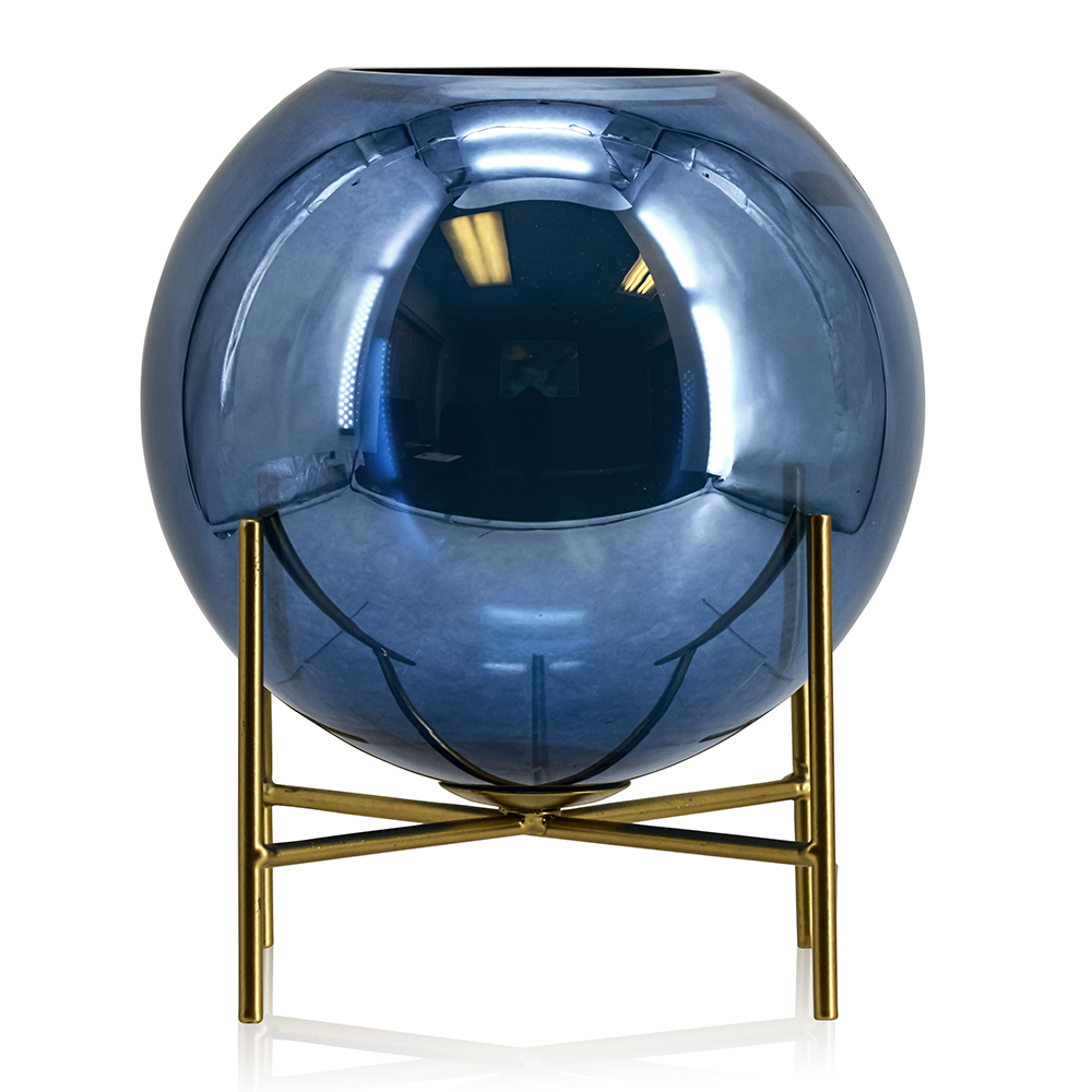 D8"H9.5" - GLASS BUBBLE BOWL W/ STAND