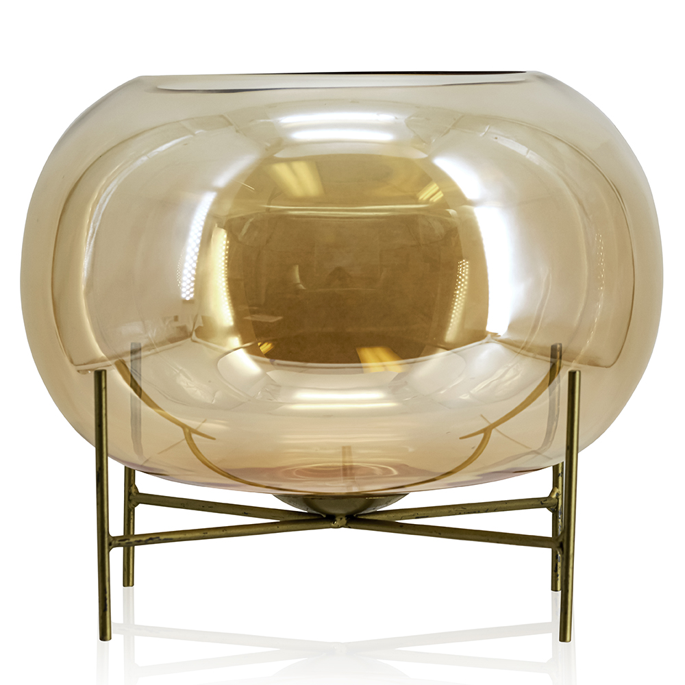 D11"H11" - GLASS BUBBLE BOWL W/ STAND