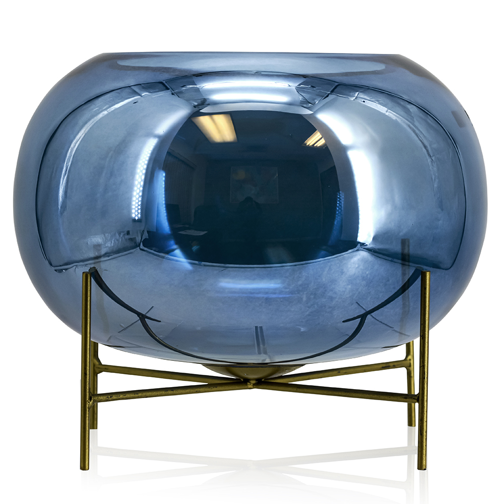 D11"H11" - GLASS BUBBLE BOWL W/ STAND
