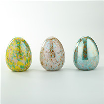 H:6" D:4.5" 3ASST COLORS GLASS EASTER EGG 4SETS/CASE