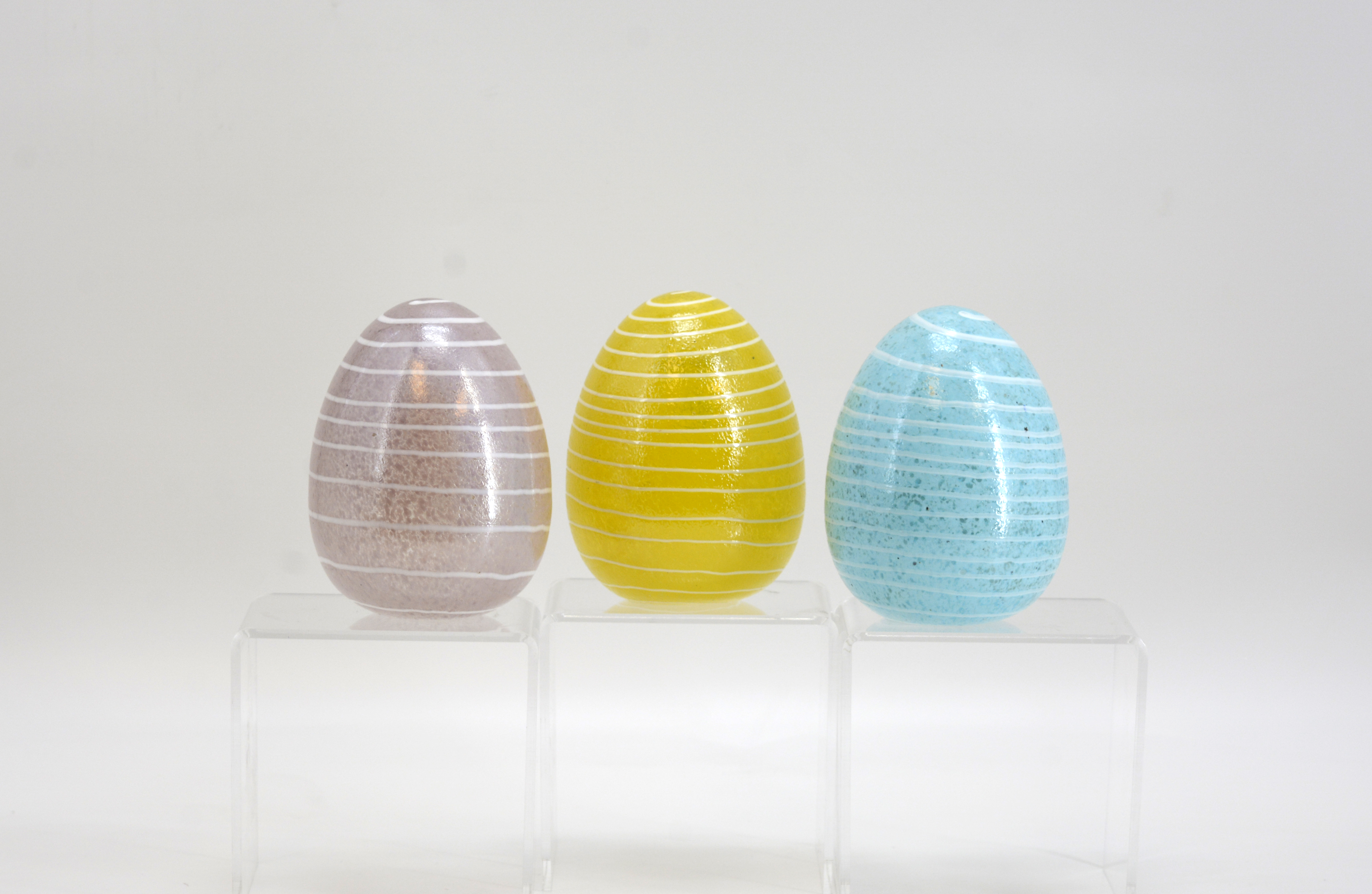 H:6" D:4.5" 3ASST COLORS GLASS EASTER EGG 4SETS/CASE