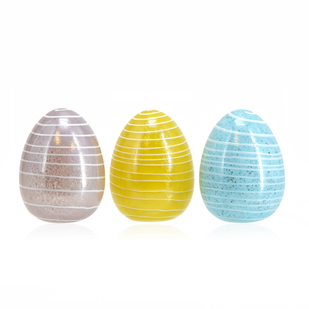 A30114ASST	 H:6" D:4.5" 3ASST COLORS GLASS EASTER EGG 4SETS/CASE