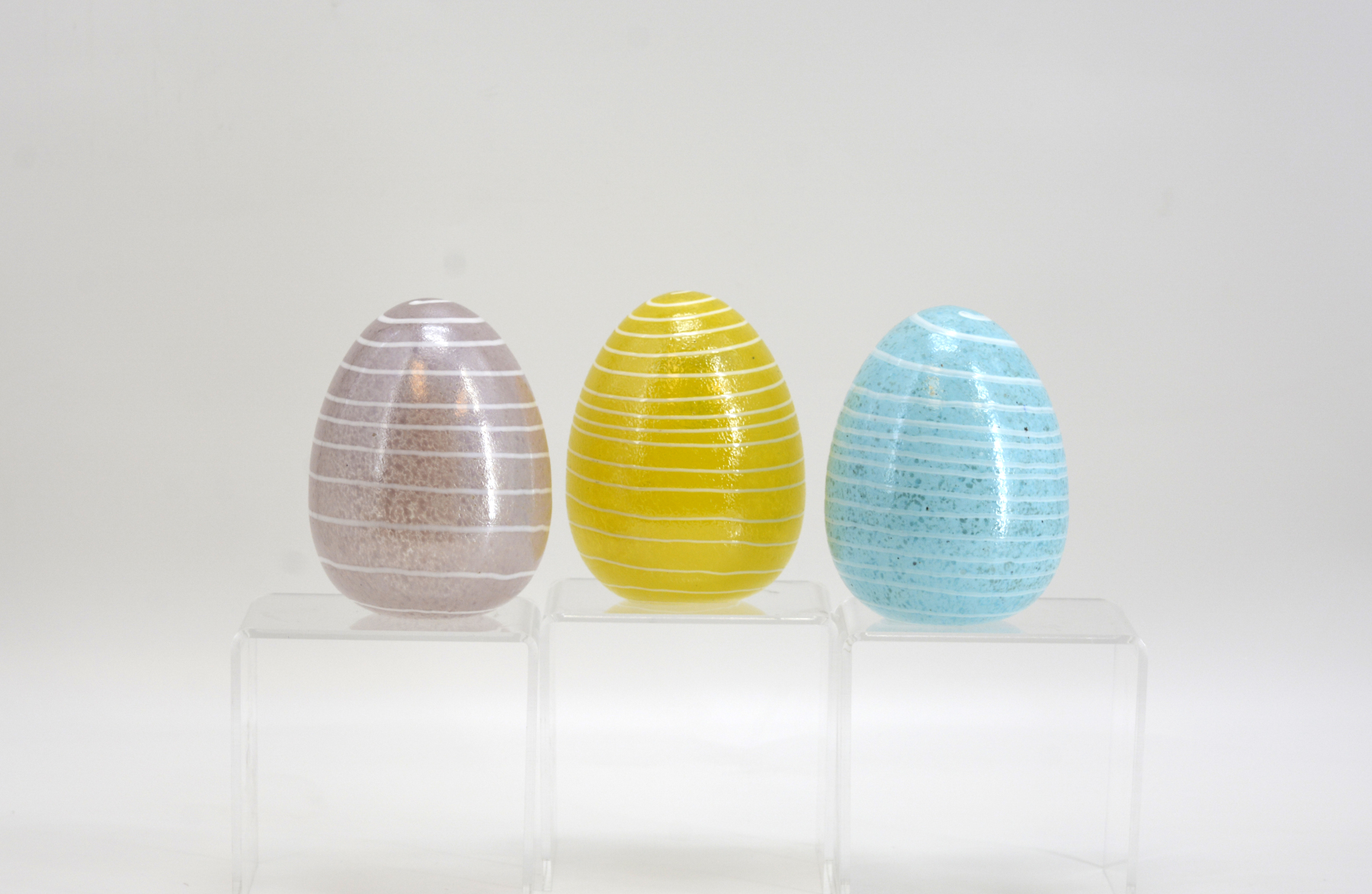 H:6" D:4.5" 3ASST COLORS GLASS EASTER EGG 4SETS/CASE