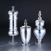 D4.5"H9"/12.5"/14" - SET OF 3 GLASS APOTHECARY JARS WITH LID