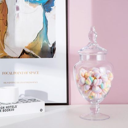 D6"H13.5" - GLASS APOTHECARY JAR WITH LID