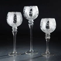 *D5"H12"/14"/15.5" - SET OF 3 GLASS CANDLE HOLDERS