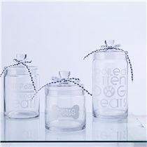 D4.3"H5.9"/7.5"/9.8" - SET OF 3 GLASS JARS WITH LID