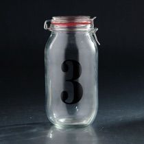 D5"H10" - GLASS JAR WITH #3 STICKER