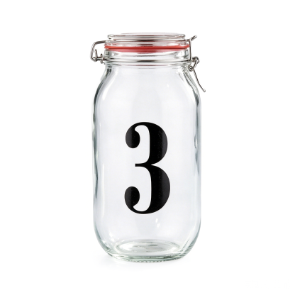 A58088	 D5"H10" - GLASS JAR WITH #3 STICKER