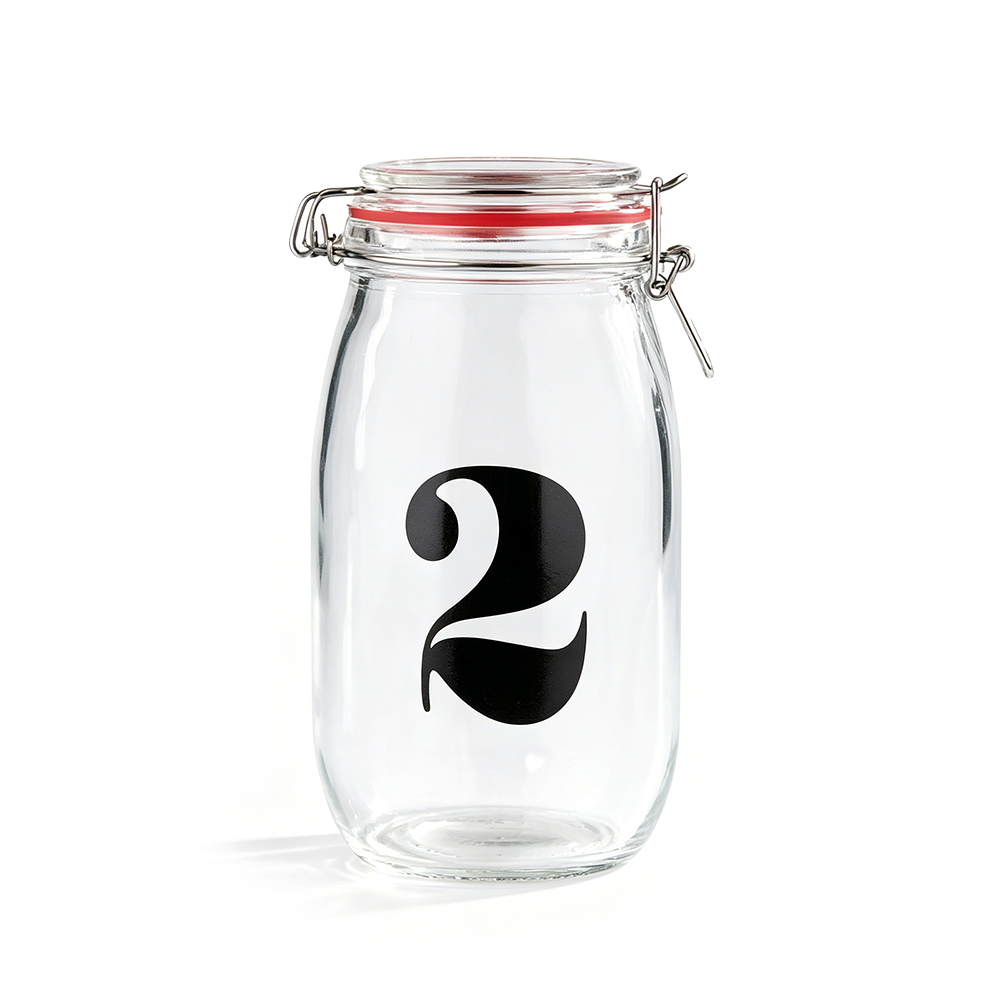 A58089	 D4.5"H8.5" - GLASS JAR WITH #2 STICKER