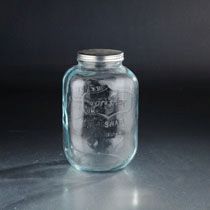 L6.7"W6.7"H10.6" - GLASS APOTHECARY JAR WITH METAL LID