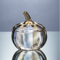 D4.1"H3.9" - GLASS PUMPKIN JAR WITH LID