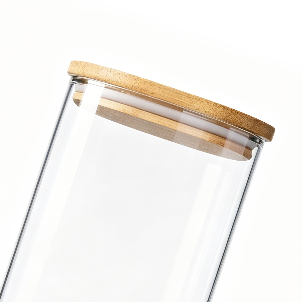 A86138	 D3.94"H7.87" - GLASS JAR WITH WOOD LID
