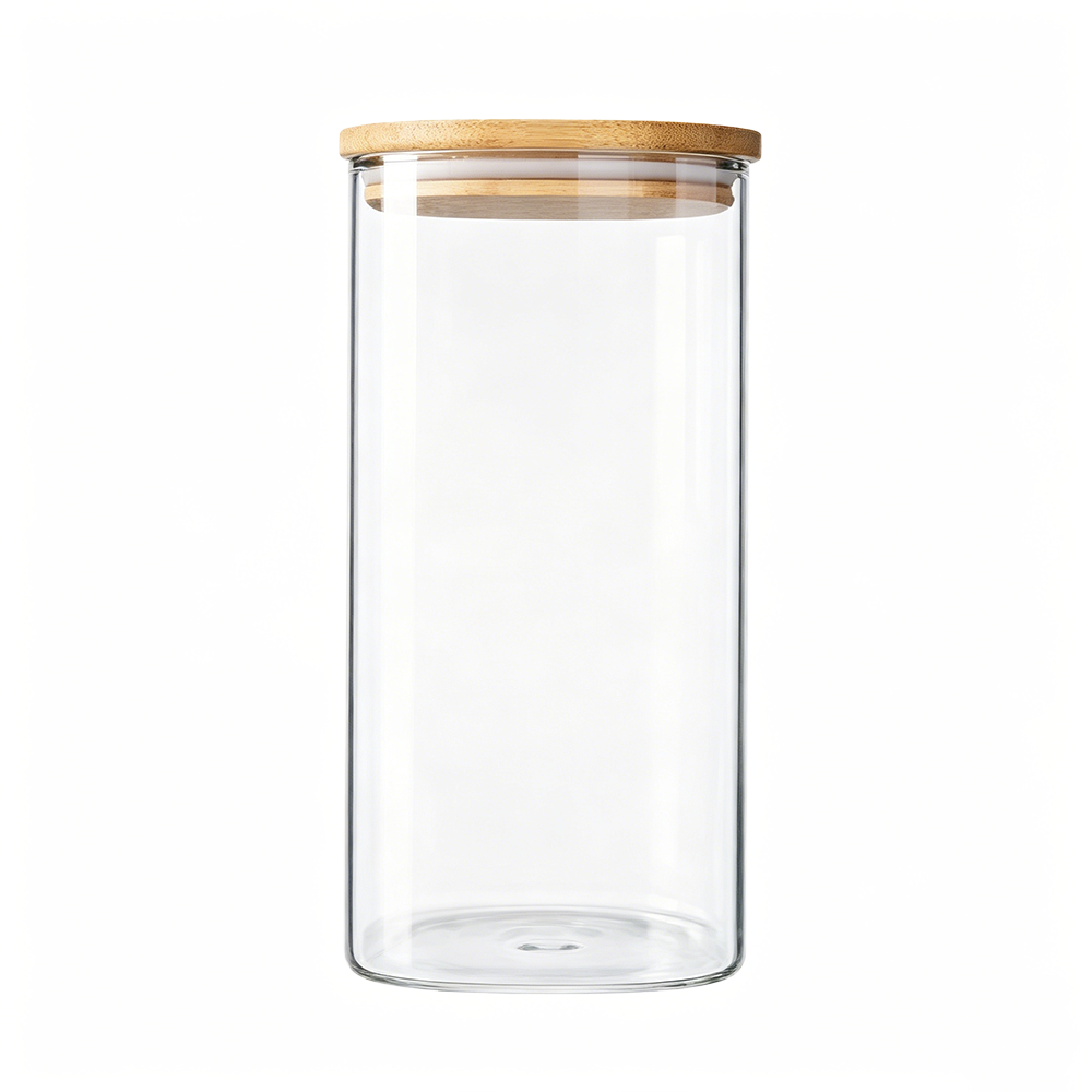 A86138	 D3.94"H7.87" - GLASS JAR WITH WOOD LID