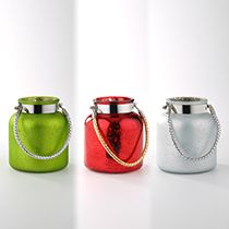 D5.5"H6.5" - ASSORTED GLASS CHRISTMAS CANDLEHOLDERS