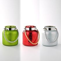 D5.5"H6.5" - ASSORTED GLASS CHRISTMAS CANDLEHOLDERS