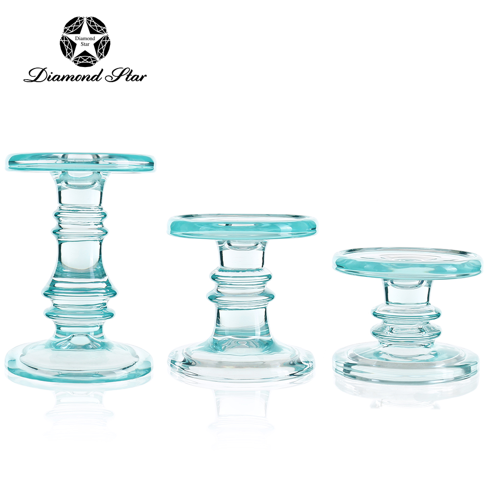 D4.25"H3.5"/4.2" - SET OF 3 GLASS CANDLE HOLDERS
