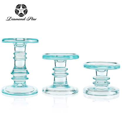 D4.25"H3.5"/4.2" - SET OF 3 GLASS CANDLE HOLDERS