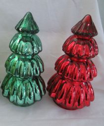 D5.9"H11" - ASSORTED GLASS CHRISTMAS TREE