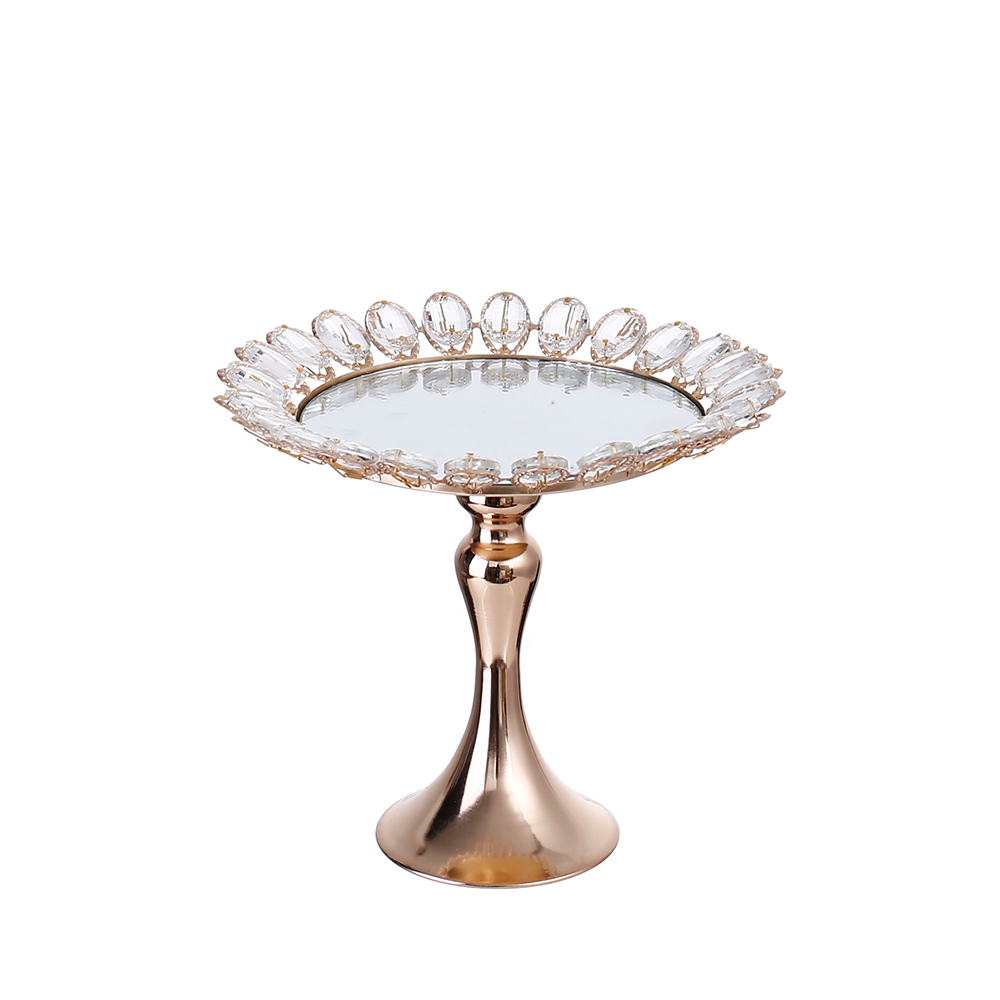 D9.5"H9.75" - CRYSTAL CAKE STAND WITH MIRROR