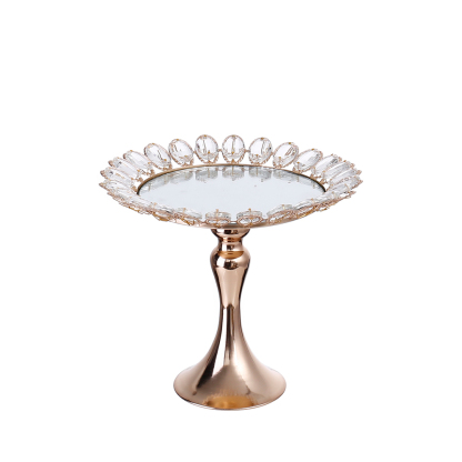 D9.5"H9.75" - CRYSTAL CAKE STAND WITH MIRROR