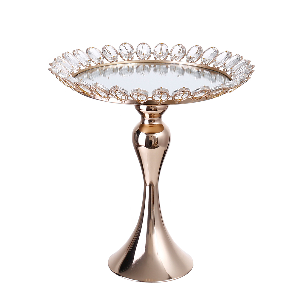 D11.8"H12.2" - CRYSTAL CAKE STAND WITH MIRROR