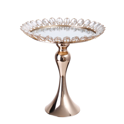 D11.8"H12.2" - CRYSTAL CAKE STAND WITH MIRROR
