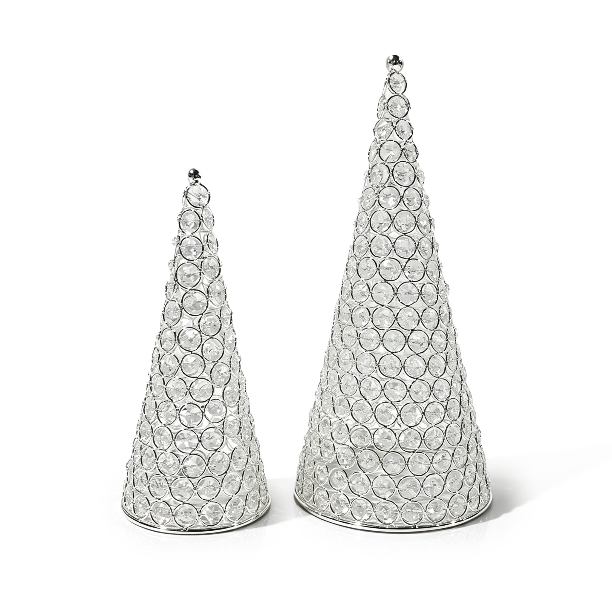 M20108-2	 *D7.5/5.23H16.3" - SET OF 2 JEWEL CONE CHRISTMAS TREES