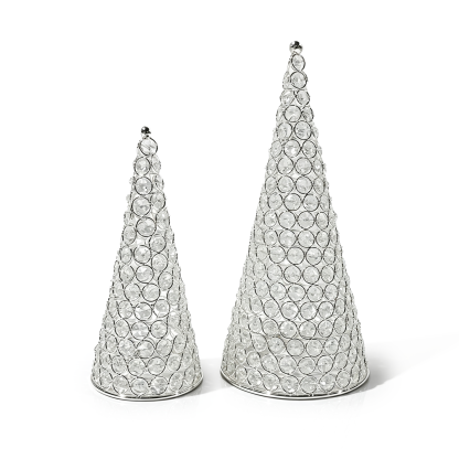 M20108-2	 *D7.5/5.23H16.3" - SET OF 2 JEWEL CONE CHRISTMAS TREES