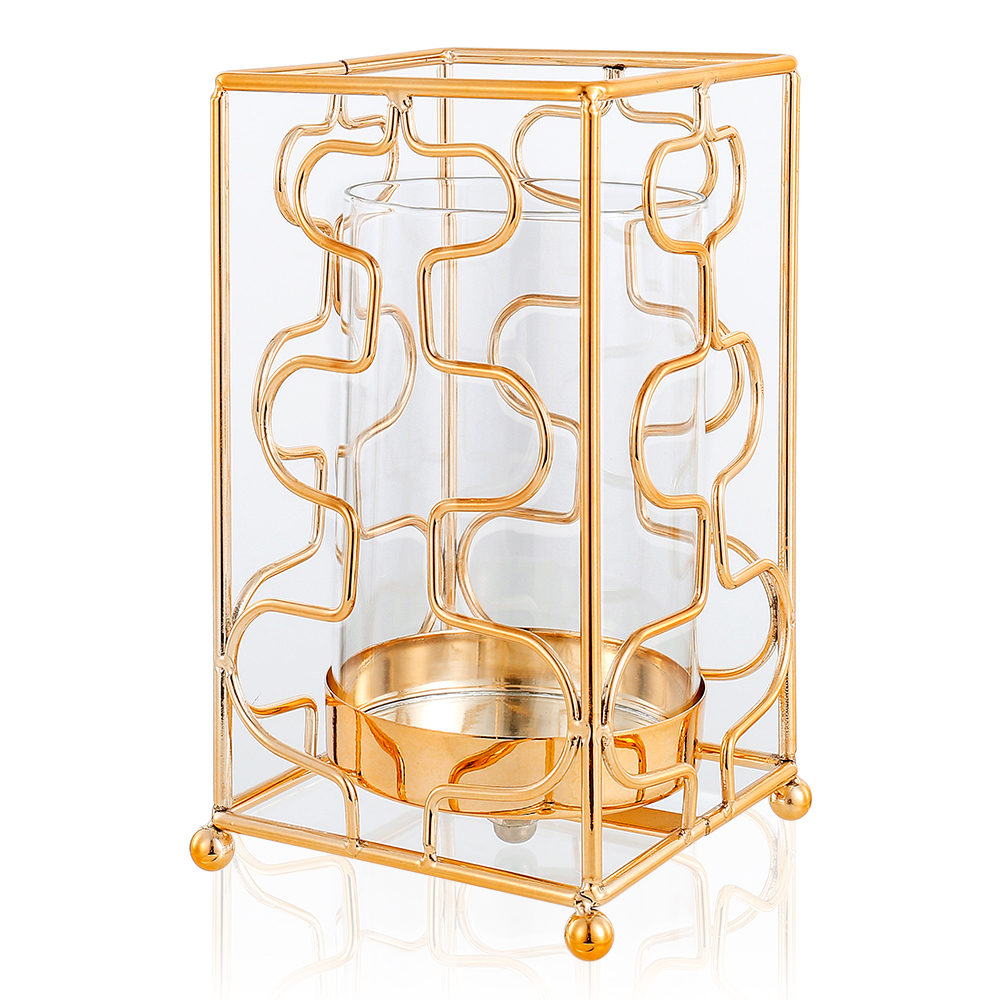 D4.9"H8.5" - METAL GLASS CANDLE HOLDER