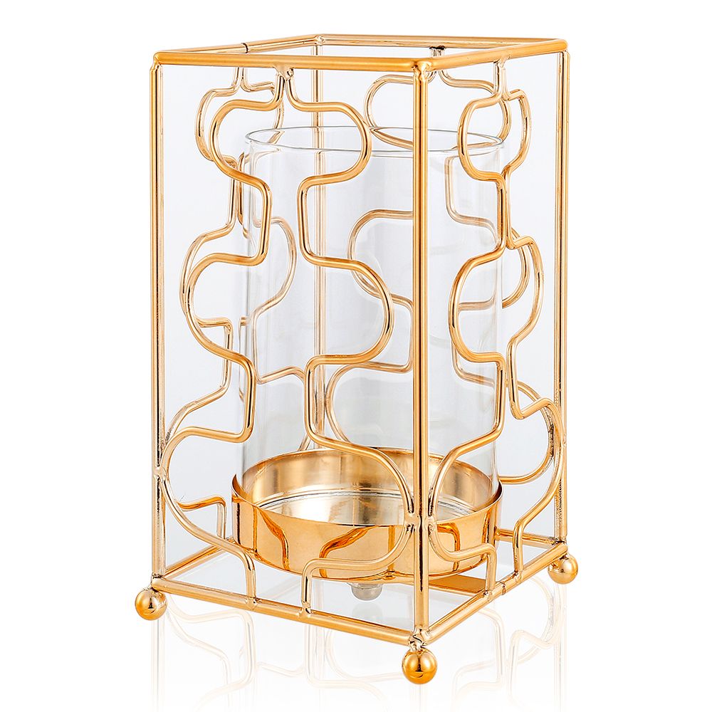 D4.9"H8.5" - METAL GLASS CANDLE HOLDER