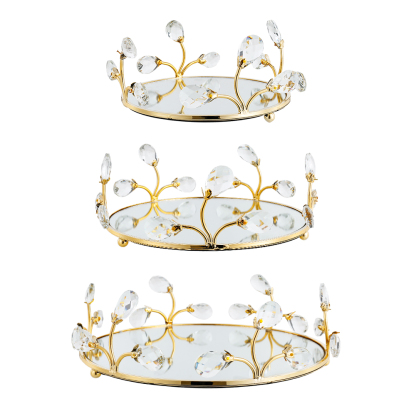 D9.4/11.2/13"H4" - SET OF 3 MIRRORED VANITY TRAY