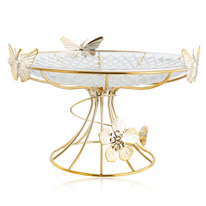 D10.2"H7.3" - GLASS BOWL ON GOLD METAL STAND