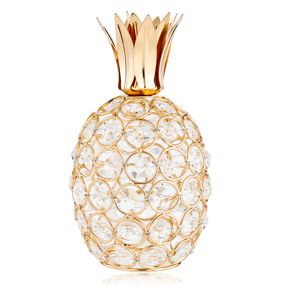 D4"H5.9" - GOLDEN CRYSTAL PINEAPPLE FIGURINE