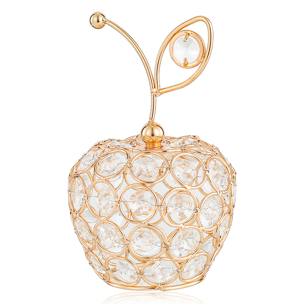 D3.9"H5.9" - GOLDEN CRYSTAL APPLE FIGURINE
