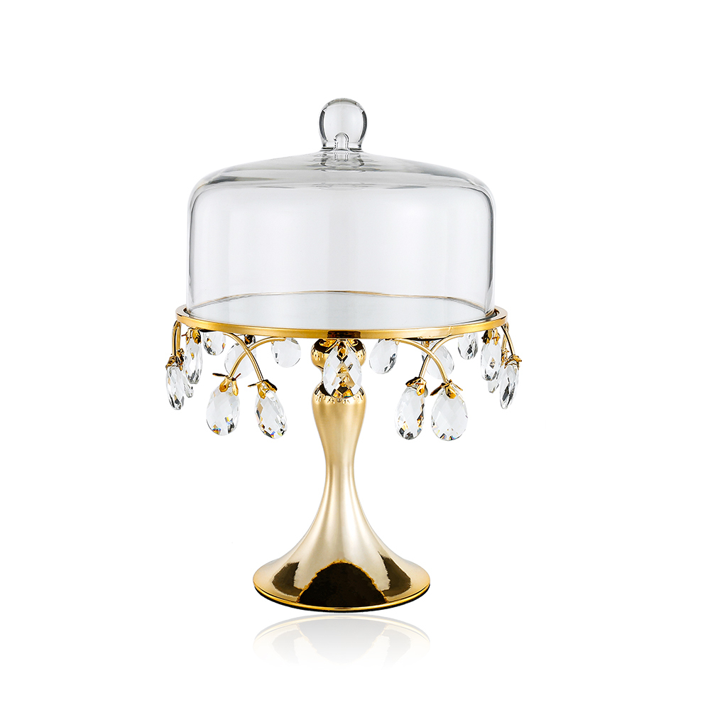 D10.2"H15.4" - METAL CAKE STAND WITH GLASS DOME