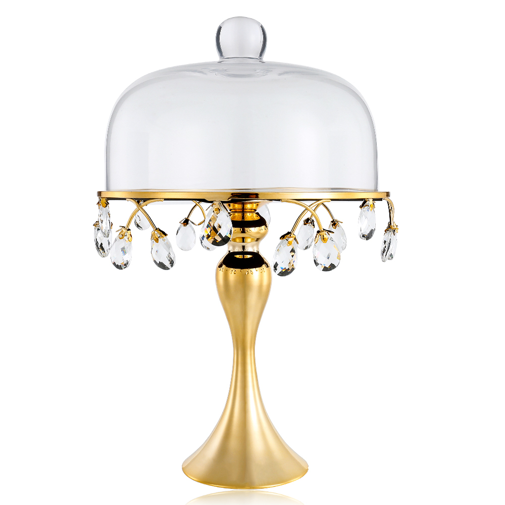 D12.2"H17.7" - METAL CAKE STAND WITH GLASS DOME