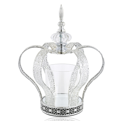 D9.4"H12.4" - METAL CROWN CANDLE HOLDER