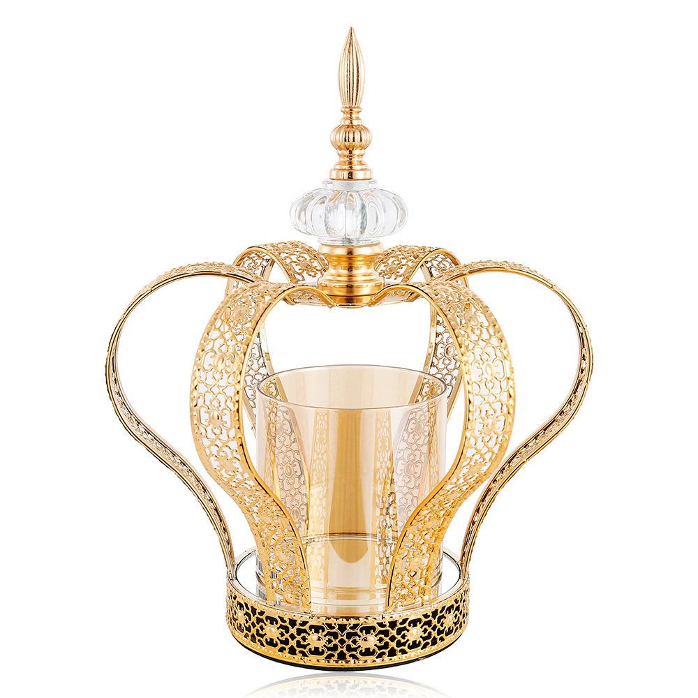 D9.4"H12.4" - METAL CROWN CANDLE HOLDER