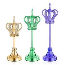 D5"H13.4/15.5/17" - SET OF 3 METAL CROWN CANDLE HOLDERS