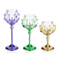 D5.9H10.5/12.8/1" - SET OF 3 ASSORTED COLORS CANDLE HOLDERS