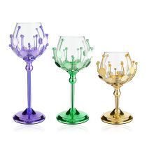 D5.9H10.5/12.8/1" - SET OF 3 ASSORTED COLORS CANDLE HOLDERS