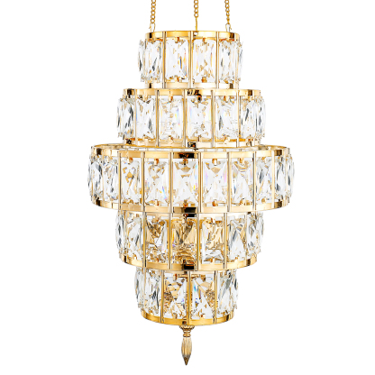 D9.8"H16.9" - CRYSTAL HANGING CHANDELIER