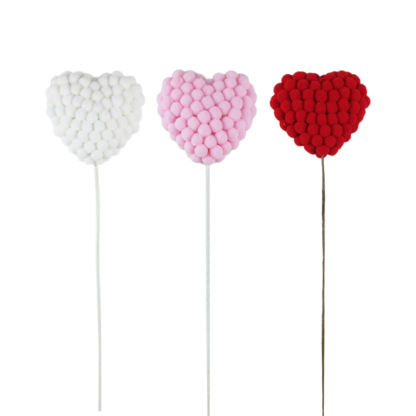 SV25001A3 LW4.5H26.5" Valentine's day  pompom heart stem