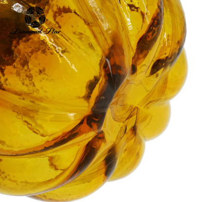 79510	 L5.3"W5.3"H4.1" - GLASS PUMPKIN WITH CURLY STEM