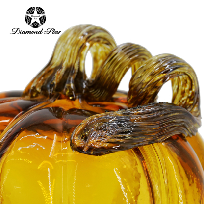 79510	 L5.3"W5.3"H4.1" - GLASS PUMPKIN WITH CURLY STEM
