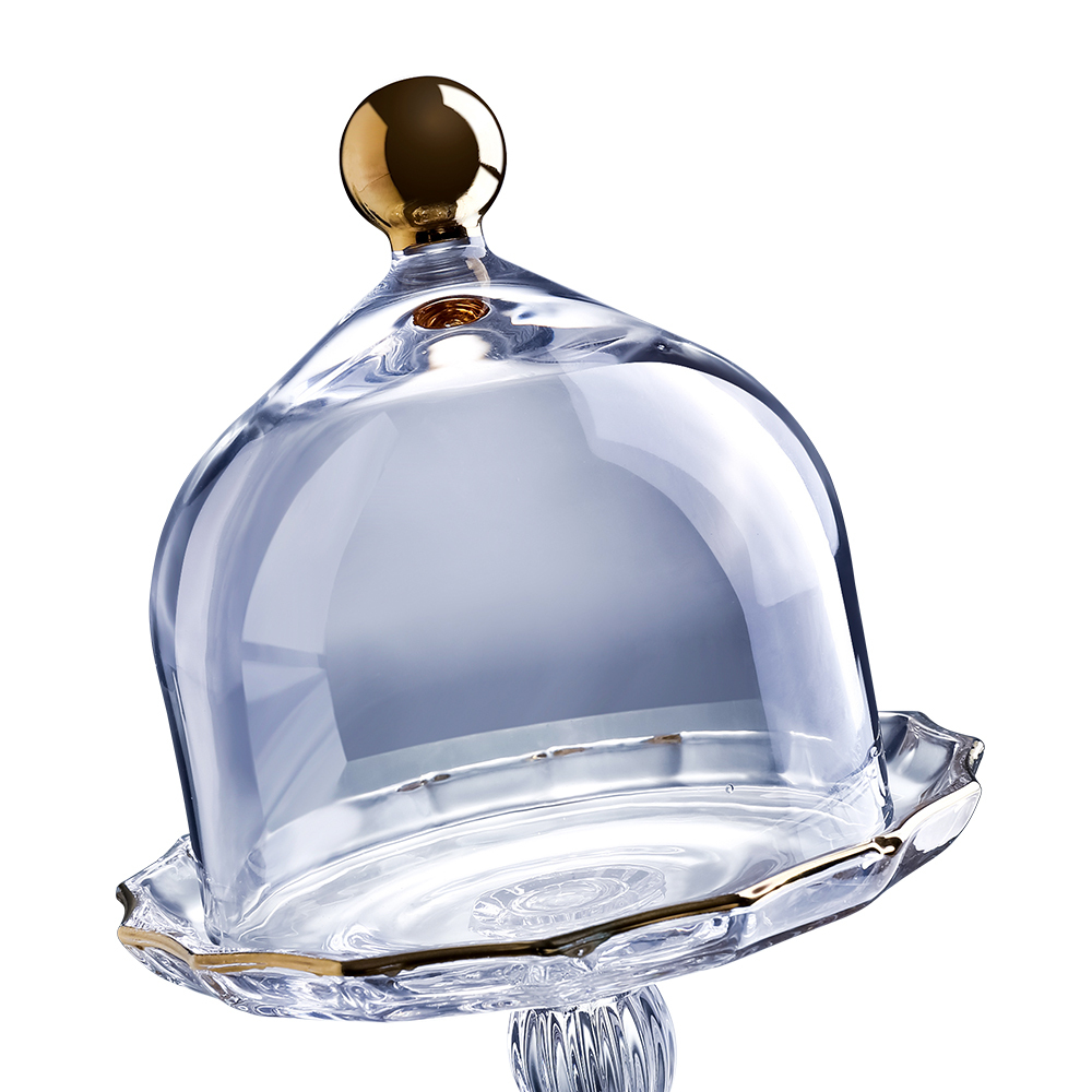 68072	 D6"H9" - GLASS CAKE CANDY PLATE WITH LID