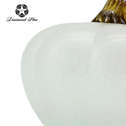 79453	 L6.3"W6.3"H7.1" - GLASS PUMPKIN WITH CURLY STEM